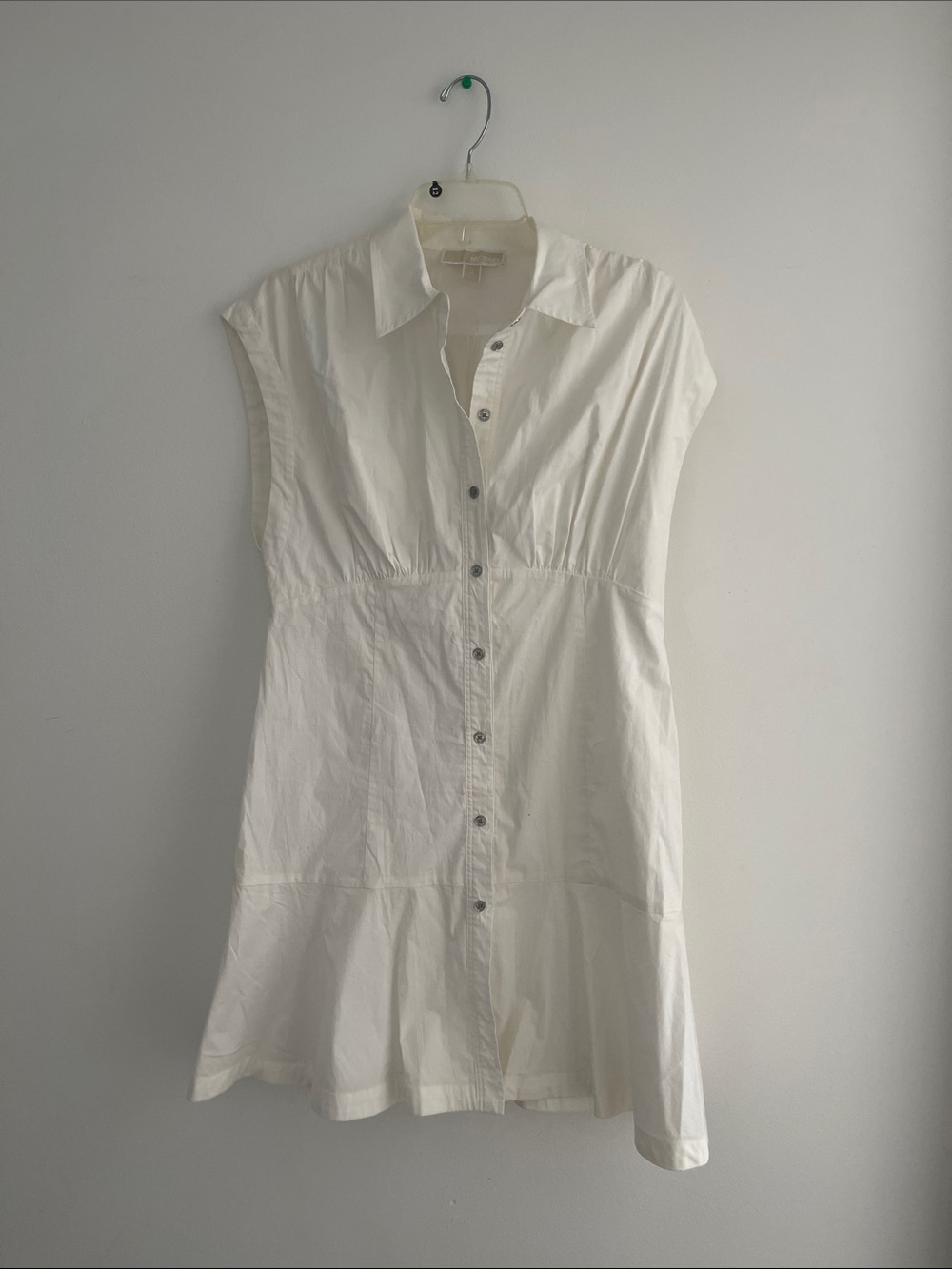 Michael Kors White Cap-Sleeve Button Shirt Dress